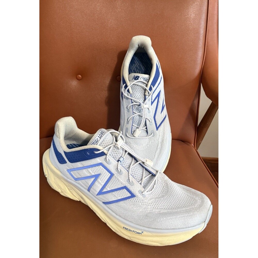 New Balance 1080v12 Fresh Foam Running Shoes White Blue Sz 18